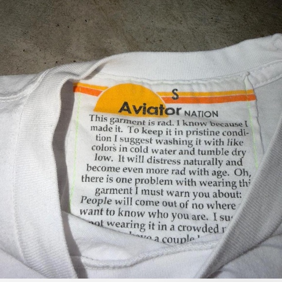 Aviator nation- white tee- size smalll - like new - Picture 3 of 3